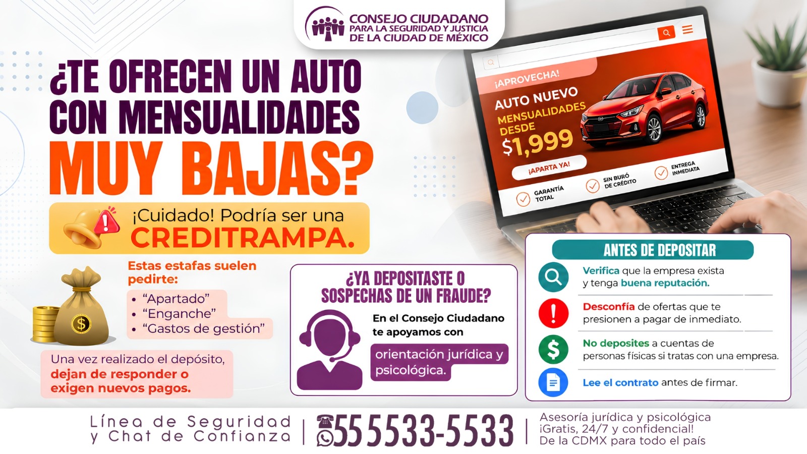 ADVIERTE CONSEJO CIUDADANO SOBRE CREDITRAMPA, NUEVA MODALIDAD DE FRAUDE EN COMPRAVENTA DE AUTOS